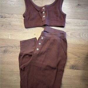 Old Navy Waffle Crop Top and Jogger Set